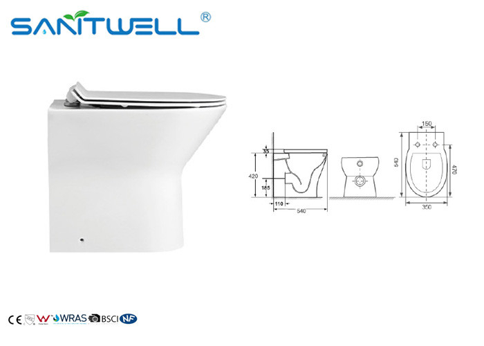 European Style Free Standing Toilet Sanitary Ware Water Saving Hanging WC White