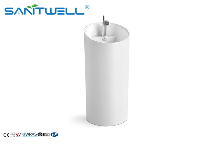 Popular style white bathroom ceramic pedestal basin with SON certificate