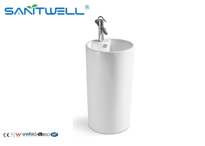 Free Standing white pedestal  basin Elegant Design sanitaryware ceramic bathroom