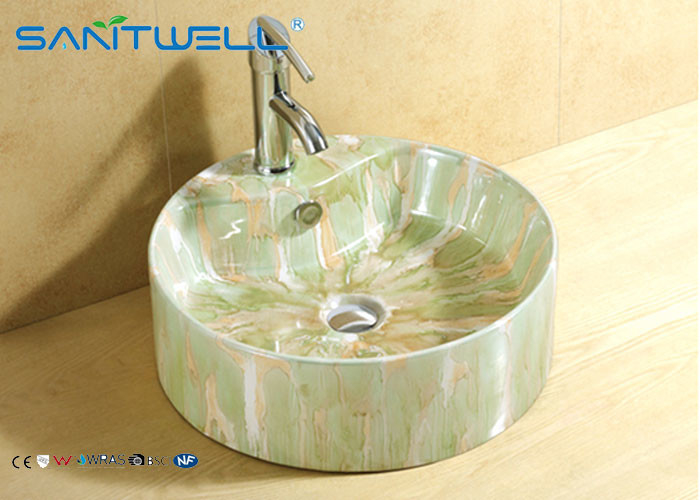 Round Shape Ceramic Art Basin Table Top Wash Basin for Bathroom 465*465*155 mm