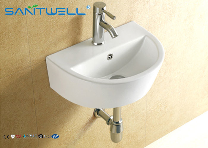 Small counter type hand wash basin wall hanging ceramic white 445*330*155 mm