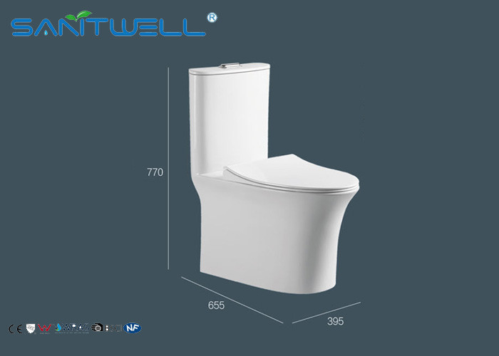 White Color Ceramic Single Piece Toilet  Bowl for hotel / home