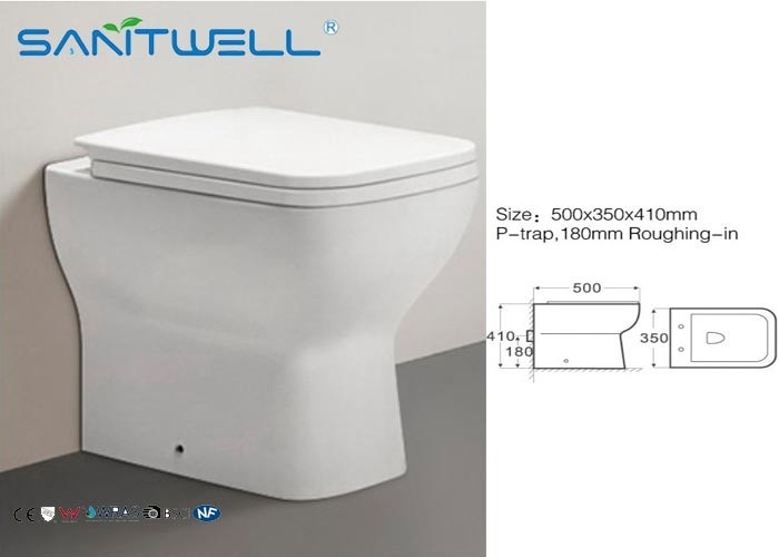 Comfort Height Close Coupled WC Pan Rim - Ex Ceramic Fully Back - To - Wall 500*350*410 mm