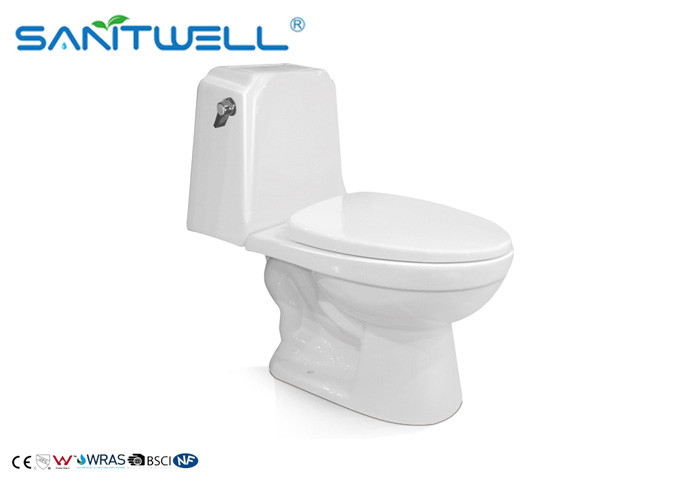 P Trap One Piece Toilet 720 * 380 * 730mm Ceramic Material White Color SWC2821