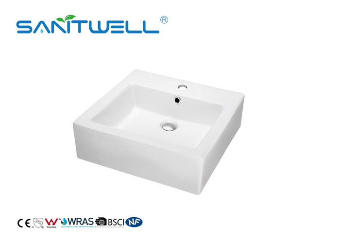 White Color Bathroom Ceramic Basin Above Counter Basins High Durability