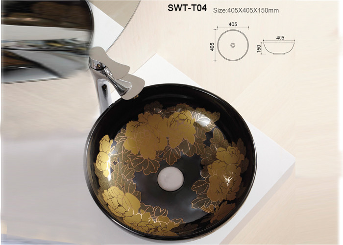 Round Shape Toilet Wash Basin Counter Top Wash Basin 405 * 405 * 150mm