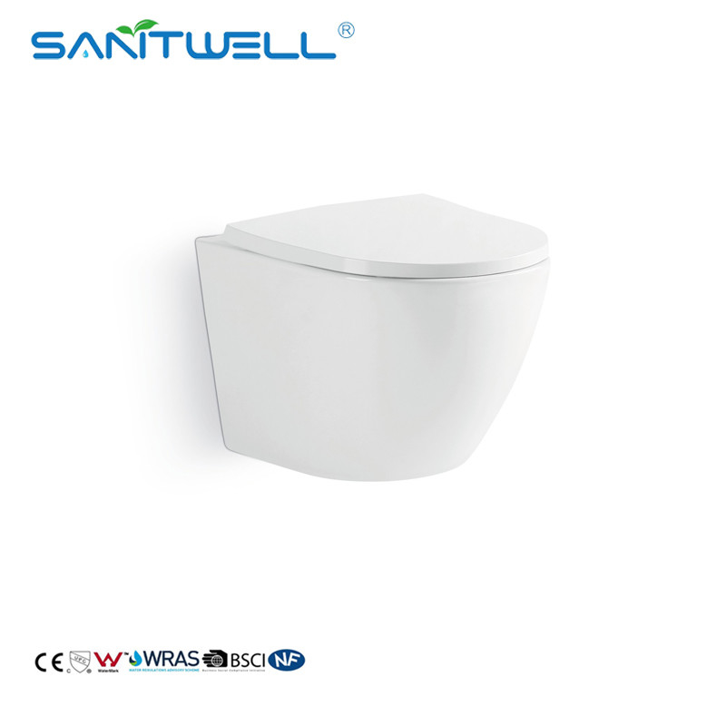 Chaozhou Suppliers New Design Gravity Flushing Bathroom Ceramic Rimless Wall Mounted WC