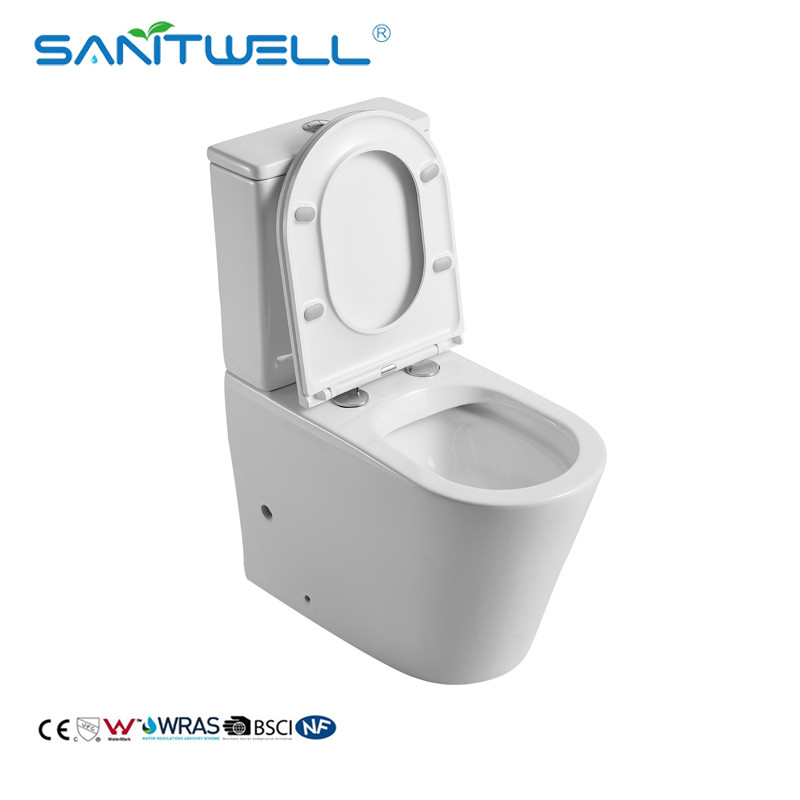 Ceramic Hot Sale Floor Standing WC Two Piece Rimless Close Coupled Toilet