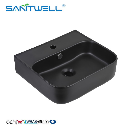 Ceramic Basin Matt black glaze Modern rectangular  Color Wash Basin Above Counter Basin