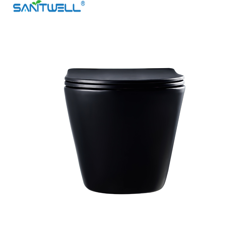 Chaozhou Hot Sale Matt Black Ceramic Rimless wall-hung toilet For European Market
