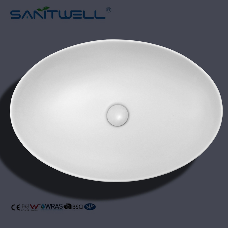 Matt White Chaozhou Hot Sale Oval Above Counter Basin Ceramic Basin