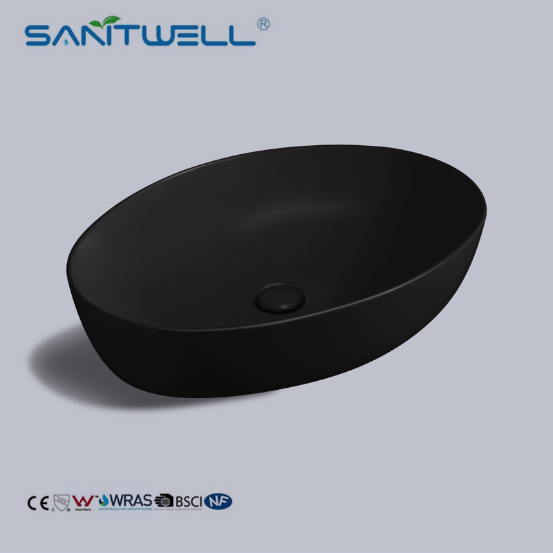 Chaozhou Popular Models Matt Black Art Above Counter Basin Wash Basin Ceramic Basin