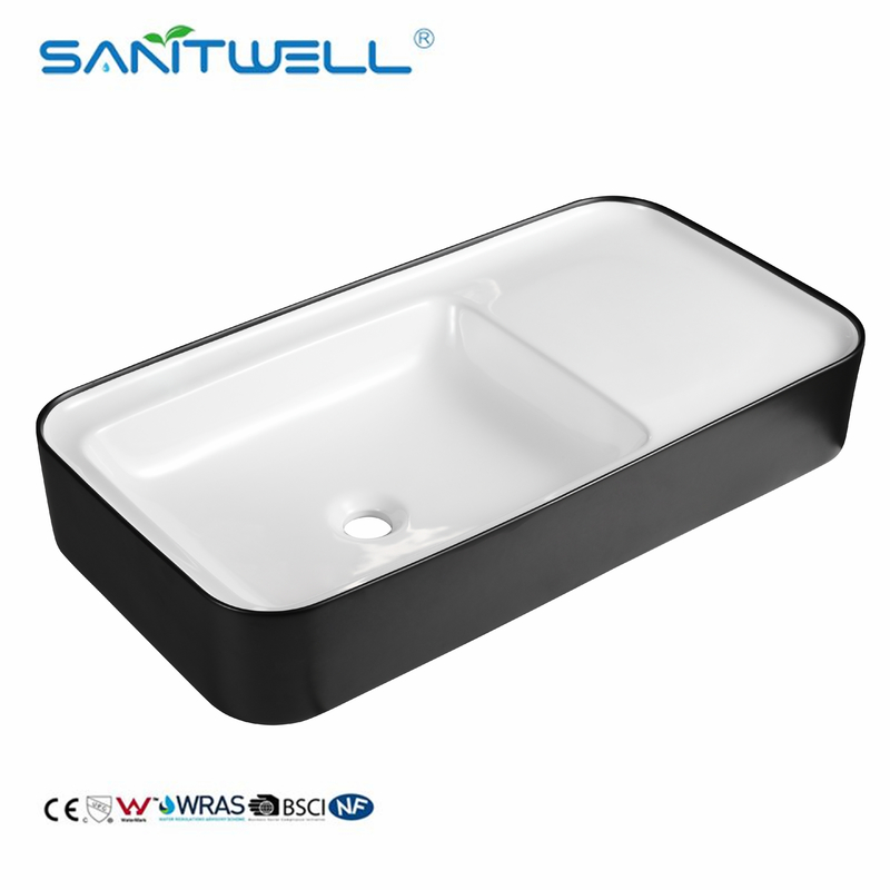Ceramic Basin Vessel Sink Matte Black Round Washing Basin Above Counter Basin