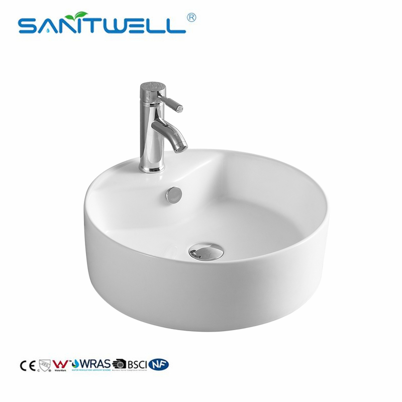 White Ceramic AB8002 Bathroom Vessel Sink  Washing Basin Countertop Ultra Thin Edge Above Counter Basin