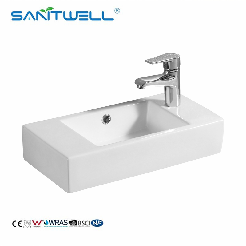 Above Counter Basin SWAB4002 White Rectangular Ceramic Basin  Ultra Thin Edge Bathroom Art Basin