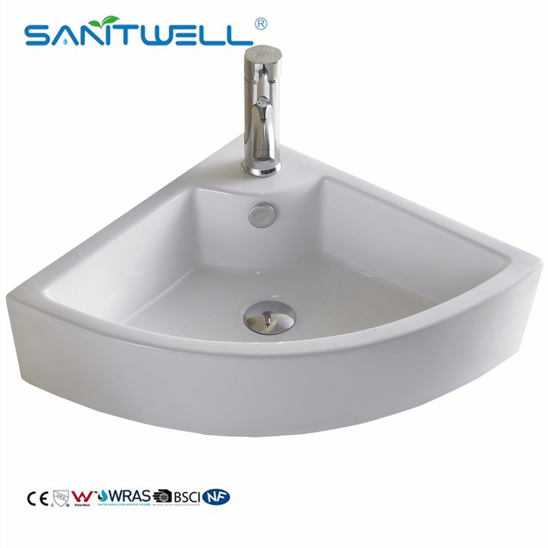 White Triangular AB8166 Ceramic Basin Above Counter Basin Ultra Thin Edge Bathroom Art Basin